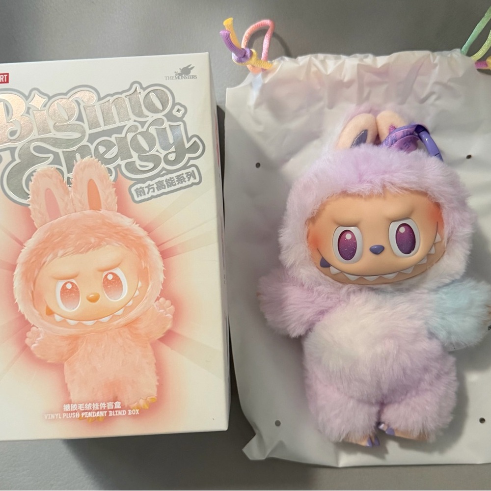 Lucky Labubu - Fluffy Bunny Plush Toy - Pink and Purple